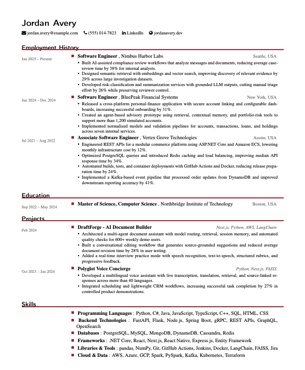 PhD and academic CV resume template preview